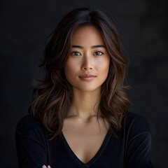 Fototapeta premium Asian Woman in Black Background