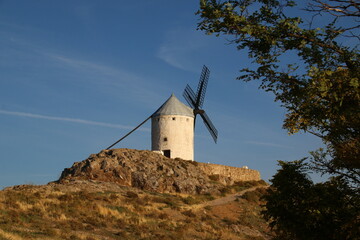 Beautiful standing-alone Windmill on a Hill (Consuegra Spain)
