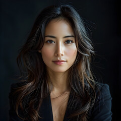 Asian Woman in Black Suit - Professional Executive Portrait