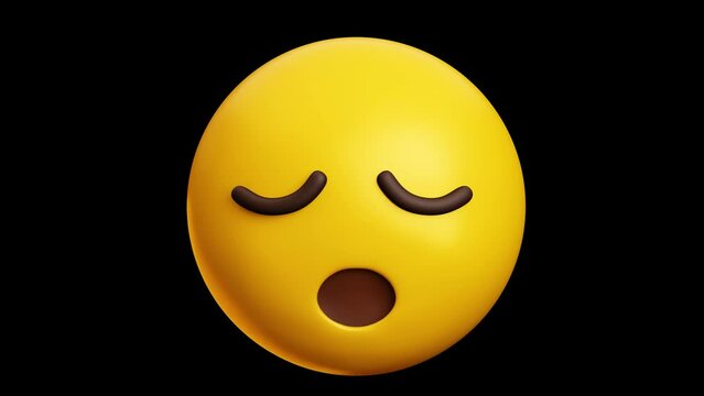 Tired, Exhausted emoji, 3d emoticon animation, Alpha channel, Transparent video
