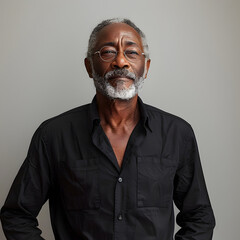 Black Man in Black Shirt and Glasses with Beard