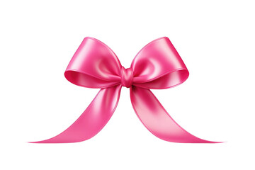 Pink Ribbon. A pink ribbon stands out against a plain white background. The ribbon is neatly tied, creating a simple yet elegant visual contrast. on White or PNG Transparent Background.