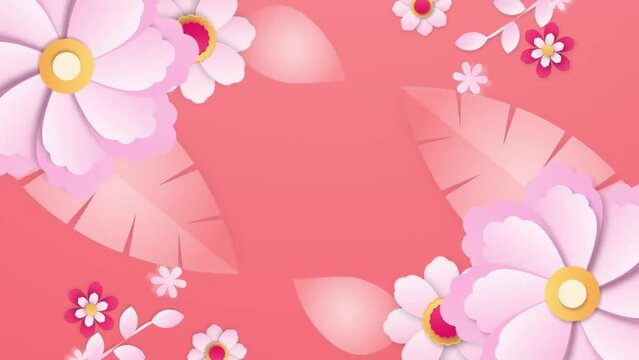 Dark pink background image has animated pastel fuchsia flowers decorated.