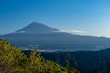 高台から望む富士山 - obrazy, fototapety, plakaty