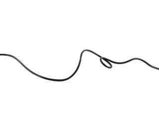 Black wire cable of usb and adapter isolated on white background.Selection focus.