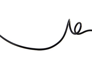 Black wire cable of usb and adapter isolated on white background.Selection focus.