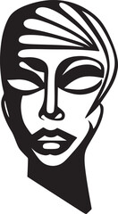 African American Masks. Woman in line art. Vector Ready to laser, vinyl cutting. Line art