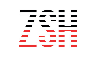 ZSH three initial letter iconic line negative space minimal logo design vector template. monogram, abstract, wordmark, business, typography, minimalist, brand, company, flat, modern, unique, simple