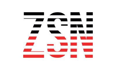 ZSN three initial letter iconic line negative space minimal logo design vector template. monogram, abstract, wordmark, business, typography, minimalist, brand, company, flat, modern, unique, simple