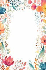 Obraz na płótnie Canvas watercolor floral wedding invitation frame border with empty space