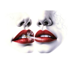 Red lips with smoke coming out of them