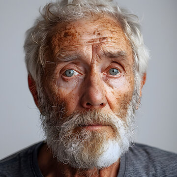Serene Older Man with Blue Eyes in a Clinic