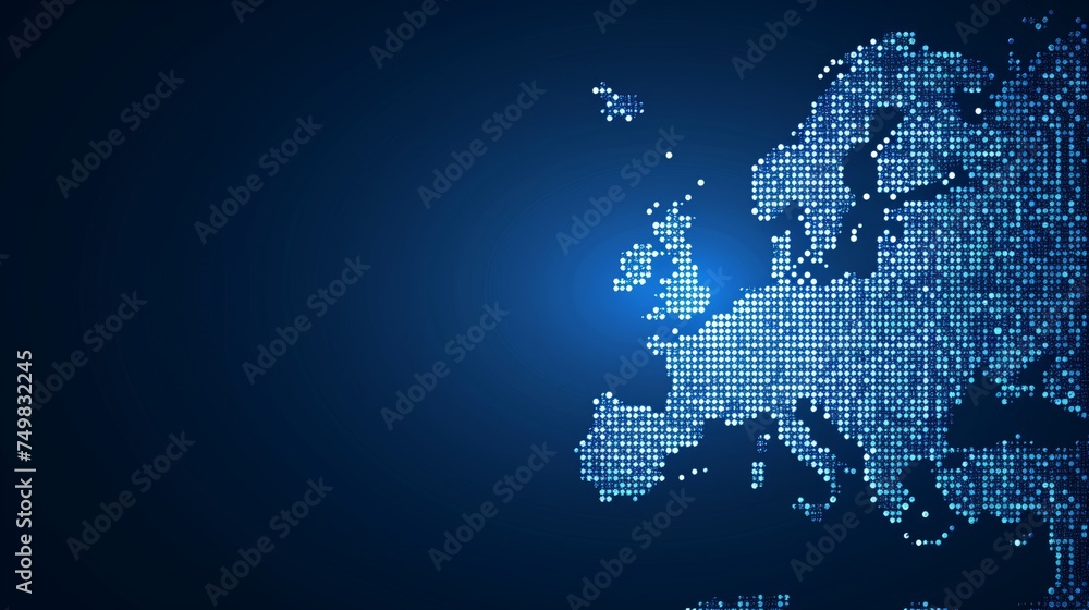 Poster abstract europe continent map made of connection dots and lines