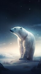 Polar bear cub playing on the ice