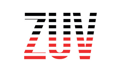 ZUV three initial letter iconic line negative space minimal logo design vector template. monogram, abstract, wordmark, business, typography, minimalist, brand, company, flat, modern, unique, simple
