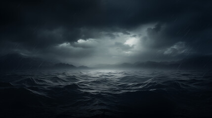 Une mer agitée sous un ciel sombre et chargé