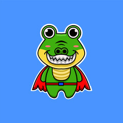 vector design illustration of a super hero crocodile