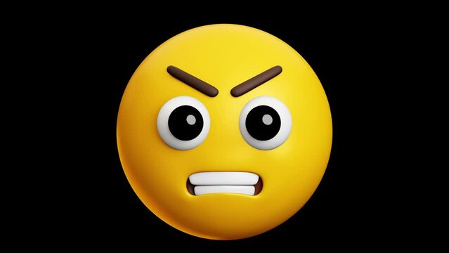 Angry face emoji, 3d emoticon animation, Alpha channel, Transparent video