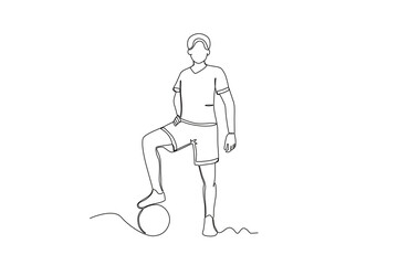 Single continuous line drawing of A man who wants to play football .sport concept one line draw graphic design vector illustration

