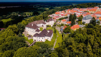 The magnificent castle Nové Hrady , a stunning example of Gothic architecture nestled in the heart of the South Bohemian Region, Czech Republic. - 749837253