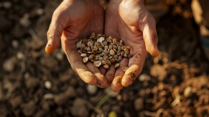 Seeds of Potential: Hands Holding Ready Seeds