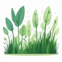 Green grass Illustration. Green lawn, natural borders, herbs. Flat illustrations for spring, summer, nature, ground, plants concept
