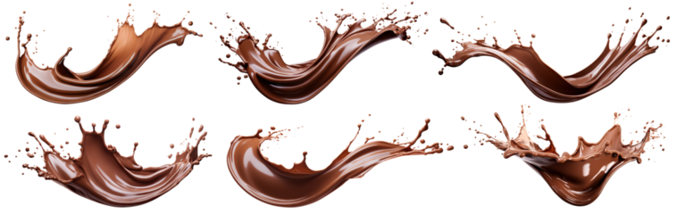 Set of melted chocolate splashes, cut out