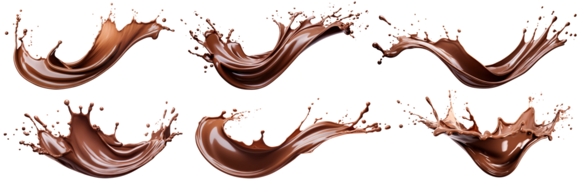Set of melted chocolate splashes, cut out