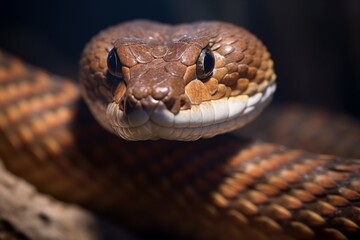 Fototapeta premium Colorful snake python cobra viper forest hiding waiting for prey rainforest jungle untouched nature predator venomous venom dangerous wildlife poisonous animal skin tail creepy african exotic species