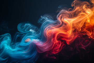 Picture of smoke being ejected and mixed with various lights to create rainbow-colored smoke.