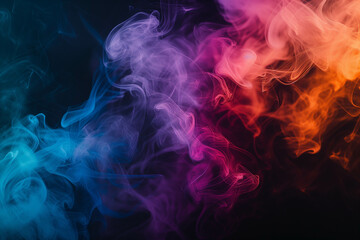 Picture of smoke being ejected and mixed with various lights to create rainbow-colored smoke.