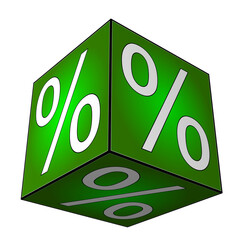 Cube with percent symbol - 3D illustration