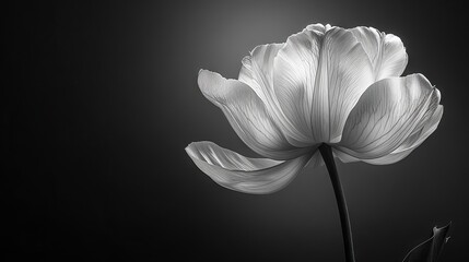 a black and white photo of a single white flower in the middle of a black and white photo of a single white flower in the middle of the picture.