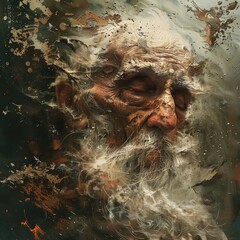 a painting of an old man with a white beard and a white beard and a white beard and white beard.