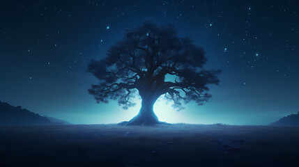 Growing internet startups, green trees growing from data and information networks