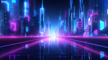 A brightly lit city of the future