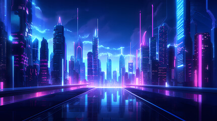 A brightly lit city of the future