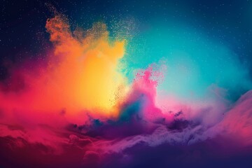 Colors of May, abstract background with powder in blue, yellow, orange, shocking pink, purple hues, and with copyspace for your text. May background banner for special or awareness day, week or month