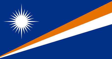 Close-up of blue, white and golden national flag of Oceanian country of Marshall Islands. Illustration made March 3rd, 2024, Zurich, Switzerland.