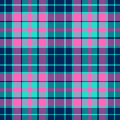 Plaid seamless pattern in blue. Check fabric texture. Vector textile print.