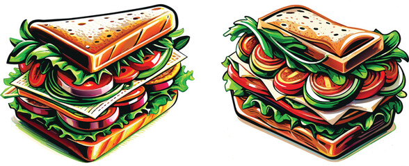 Set of sandwich food vector