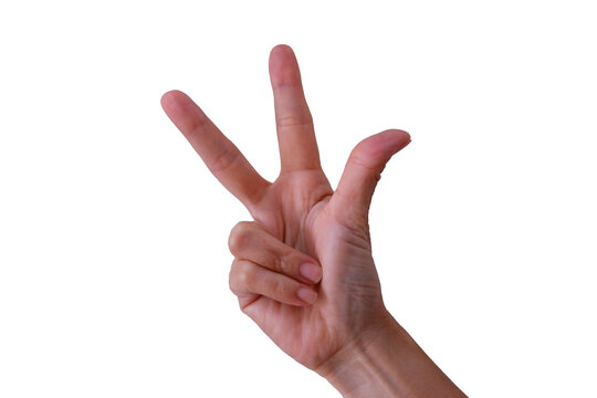 A hand uses fingers to form numbers one and two, and an OK sign, all in isolated gestures