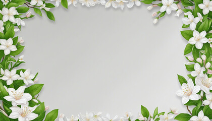 Fototapeta na wymiar delicate jasmine flowers as a frame border, isolated with negative space for layouts