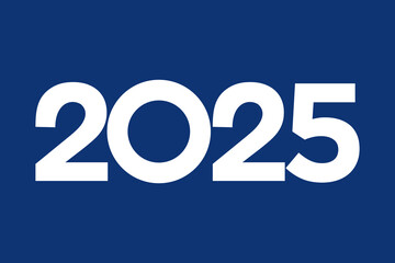 2025 happy new year, trendy new year 2025 white or blue background design template icon vector
