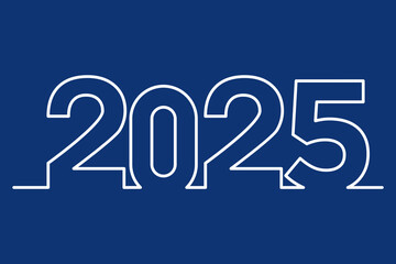 2025 happy new year, trendy new year 2025 white or blue background design template icon vector