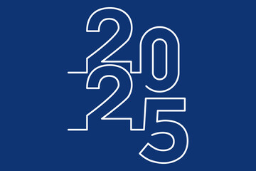 2025 happy new year, trendy new year 2025 white or blue background design template icon vector