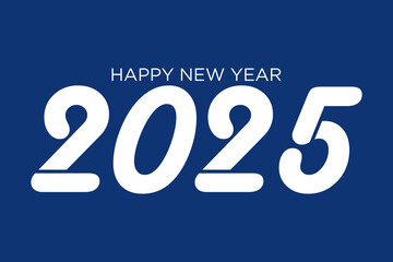 2025 happy new year, trendy new year 2025 white or blue background design template icon vector