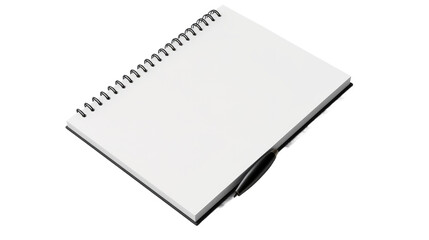 Spiral Notebook With Pen. The notebooks lined pages hint at the potential for creativity or productivity as ideas are jotted down or tasks are planned out. on White or PNG Transparent Background.