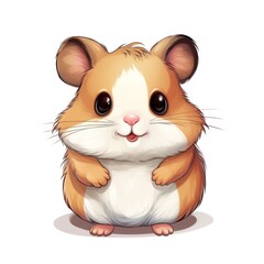 Cute hamster cartoon illustration isolated on white background, colored image, vector illustration