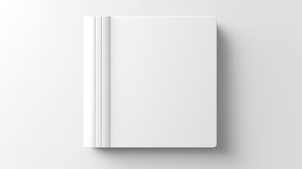 A realistic white book vector mockup showcases a top-down perspective, featuring a book lying on a surface with shadow, serving as a template for art, images, or text placement. - obrazy, fototapety, plakaty